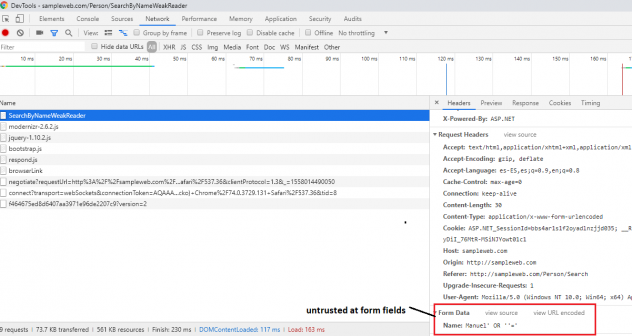 owasp-injection-chrome-data